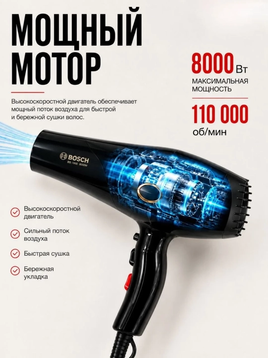 Professional soch quritgich BS-9900, quritish va turmaklash uchun