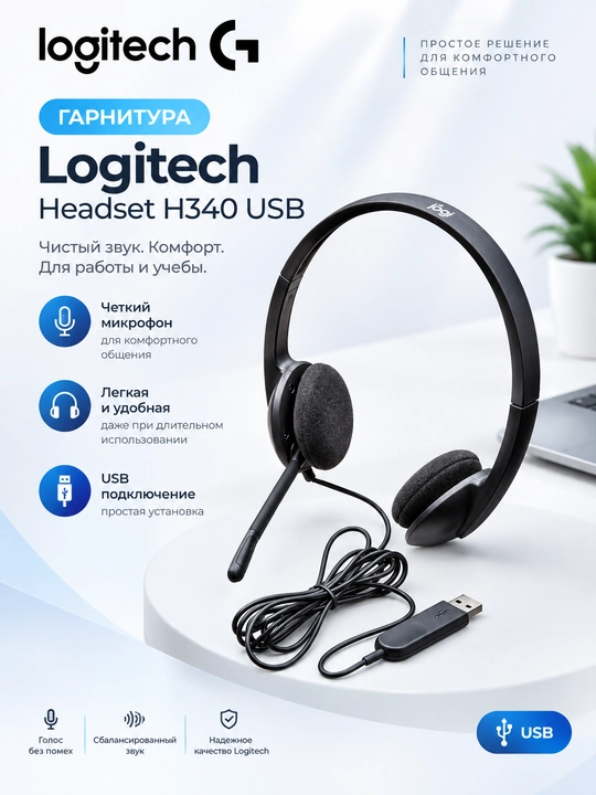 Logitech H340 USB eshitish vositasi (981-000509) - 