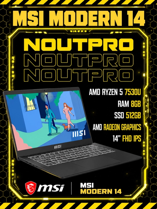 Ноутбук MSI Modern 14 AMD Ryzen 5 7530U RAM 8GB SSD 512GB 14" FHD IPS - 