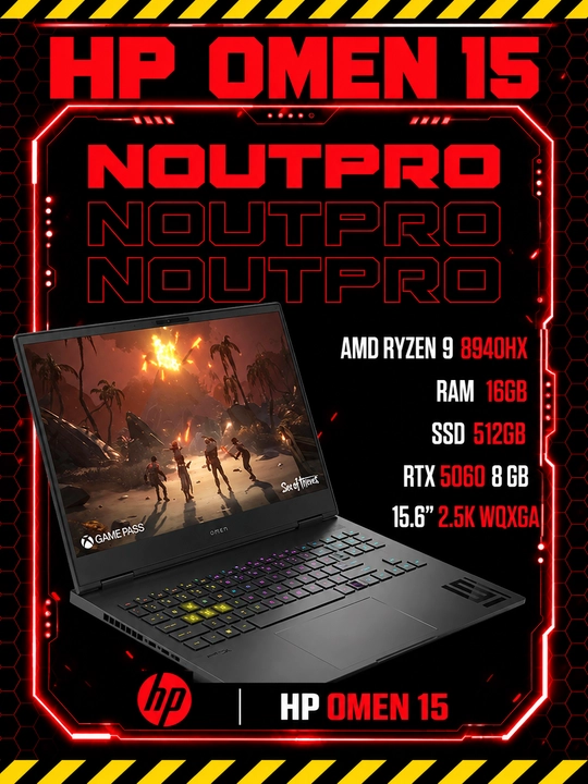 Ноутбук HP OMEN 15 AMD Ryzen 9 8940HX RAM 16GB SSD 512GB RTX 5060 8 GB 15.6" 2.5K WQXGA - 