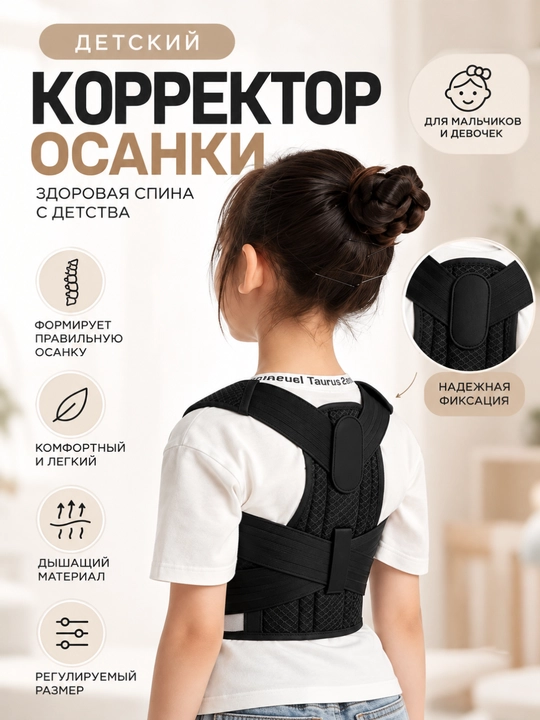 Детский корректор осанки ортопедический регулируемый корсет для спины и позвоночника - 