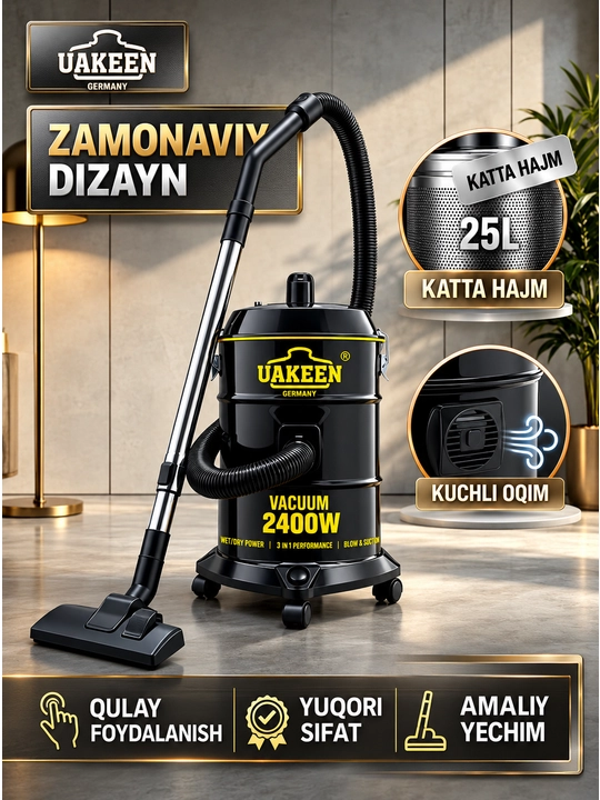 UAKEEN Germany 2400W 25L ko‘p funksiyali changyutgichi - 