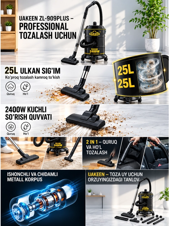 UAKEEN Germany 2400W 25L ko‘p funksiyali changyutgichi
