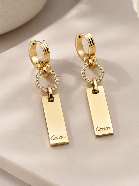 Женские золотистые длинные серьги в стиле Cartier, нарядные