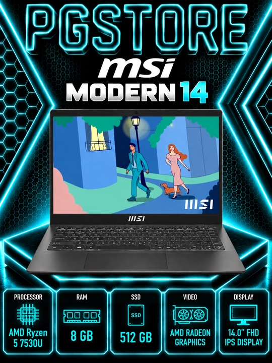 Noutbuk MSI Modern 14 AMD Ryzen 5 7530U RAM 8GB SSD 512GB 14" FHD IPS - 