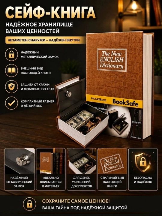 Сейф в виде книги, в разных размерах - 