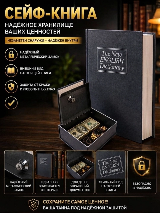 Сейф в виде книги, в разных размерах - 
