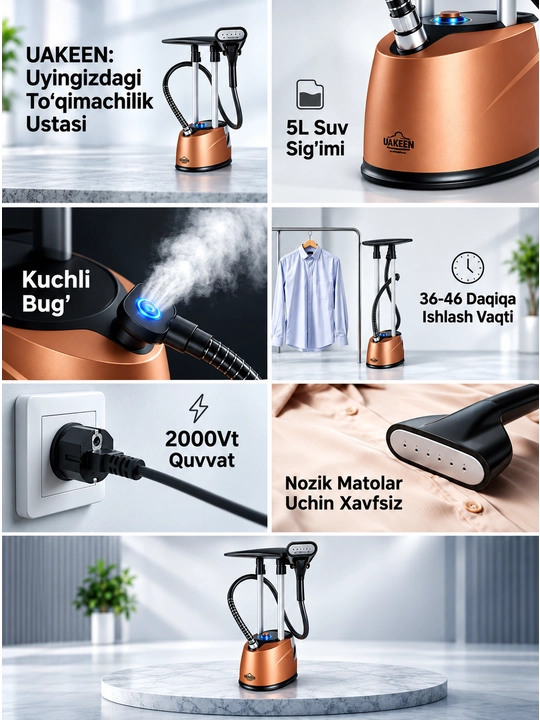 UAKEEN Germaniya kiyimlari uchun vertikal bug‘latgich
