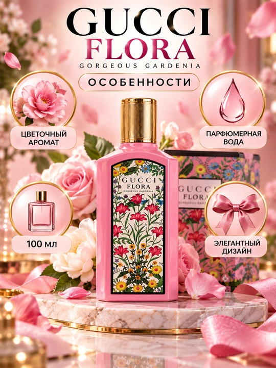 Parfyumlangan suv ayollar uchun atir, Gucci Flora Gorgeus Gardenia-ga asoslangan