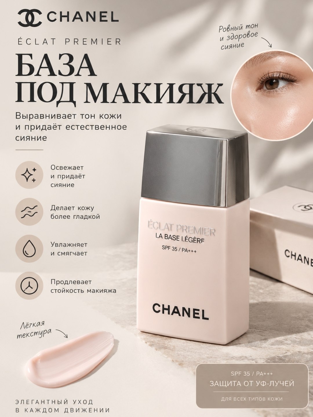 База под макияж Chanel Éclat Premier La Base Légère SPF 35 / PA+++, 30 мл - 