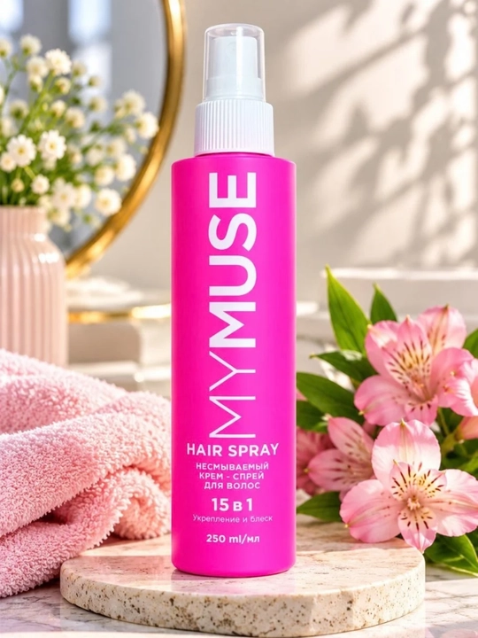 MY MUSE Hair Spray 15 in 1 — soch uchun yuvilmaydigan krem-sprey, 250 ml