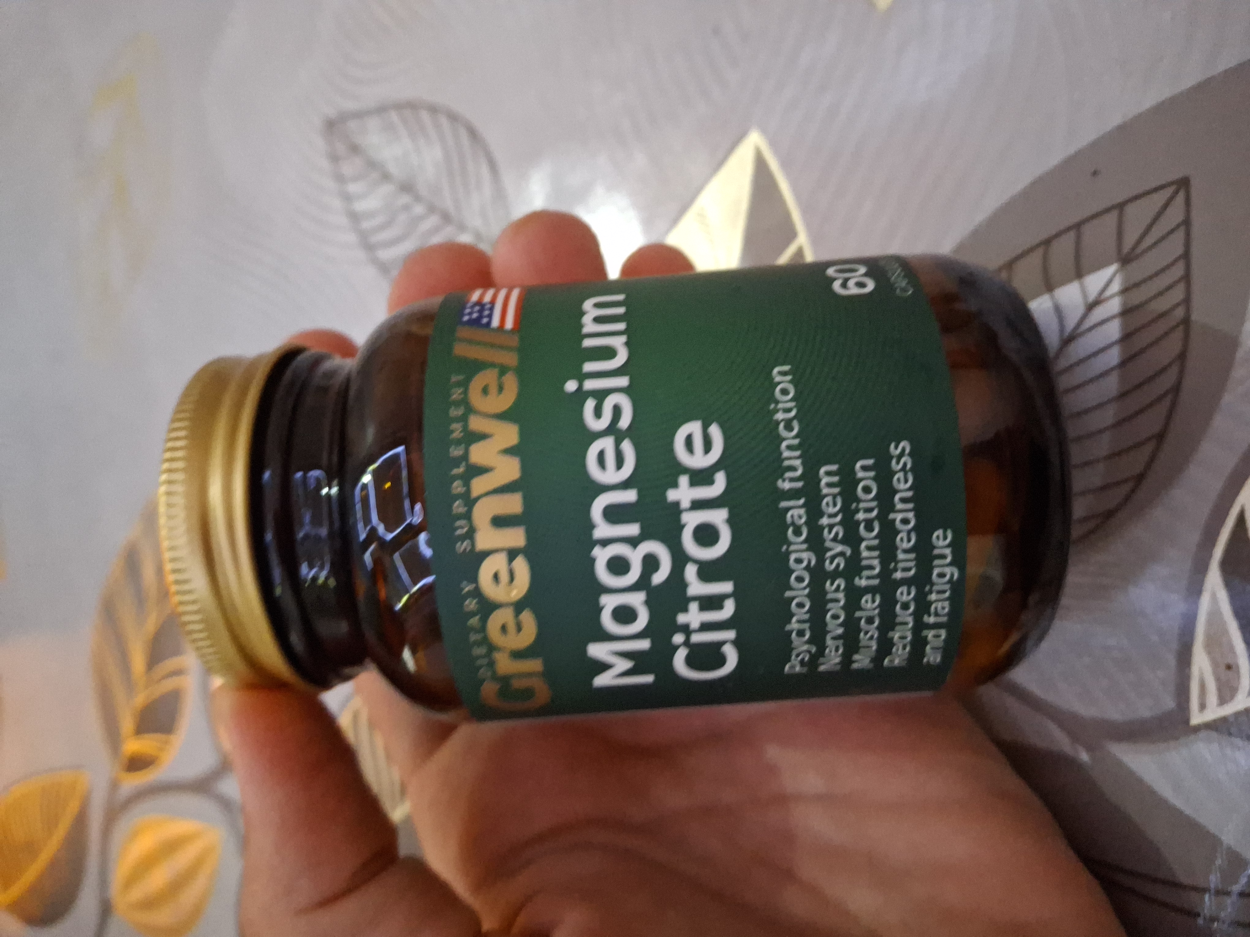 Magniy Sitrat, 60 kapsula, Greenwell,asab tizimi va stress uchun BAA , Halol
