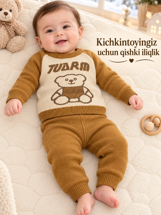 0 oydan 18 oygacha bo‘lgan chaqaloqlar uchun sviterli qishki, issiq, yumshoq shimlar - 