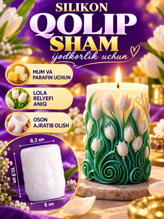 Silikon qolip mum uchun, sham, shamlar tayyorlash uchun mold