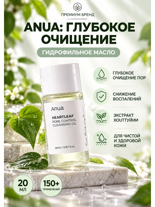 Anua Heartleaf Pore Control Cleansing Oil, 20 мл — гидрофильное масло - 