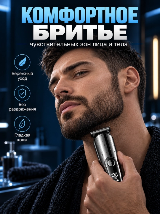 Машинка для стрижки волос VGR 107, триммер для бороды, носа и ушей