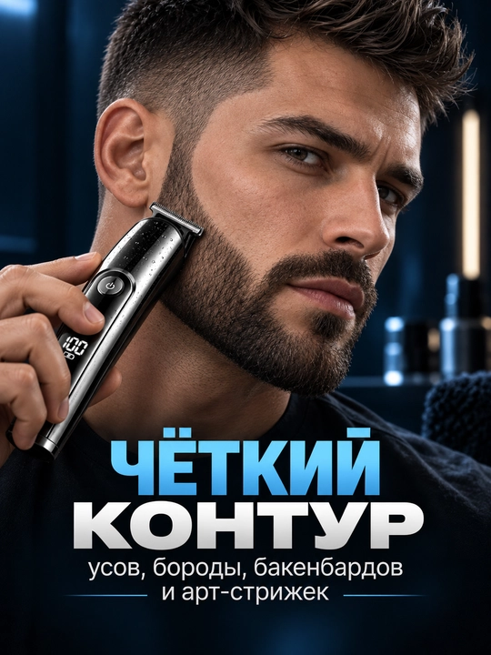 Машинка для стрижки волос VGR 107, триммер для бороды, носа и ушей