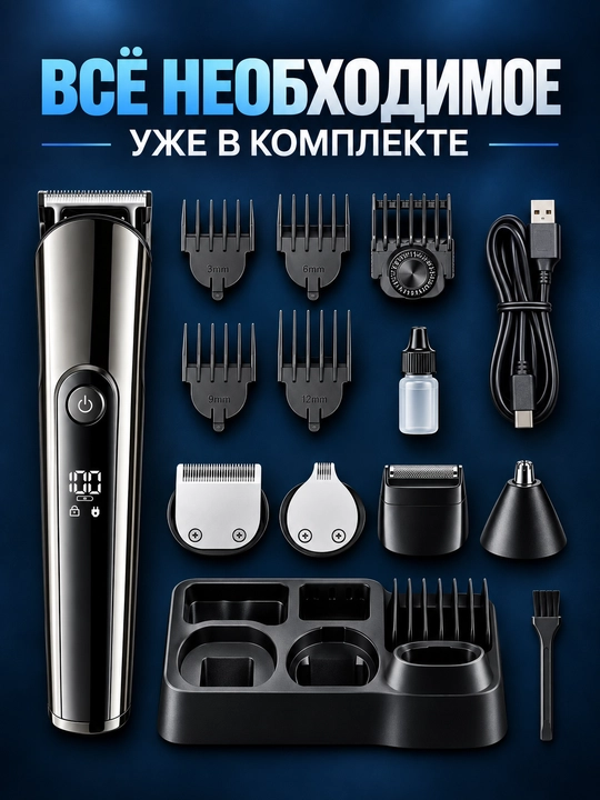 Машинка для стрижки волос VGR 107, триммер для бороды, носа и ушей