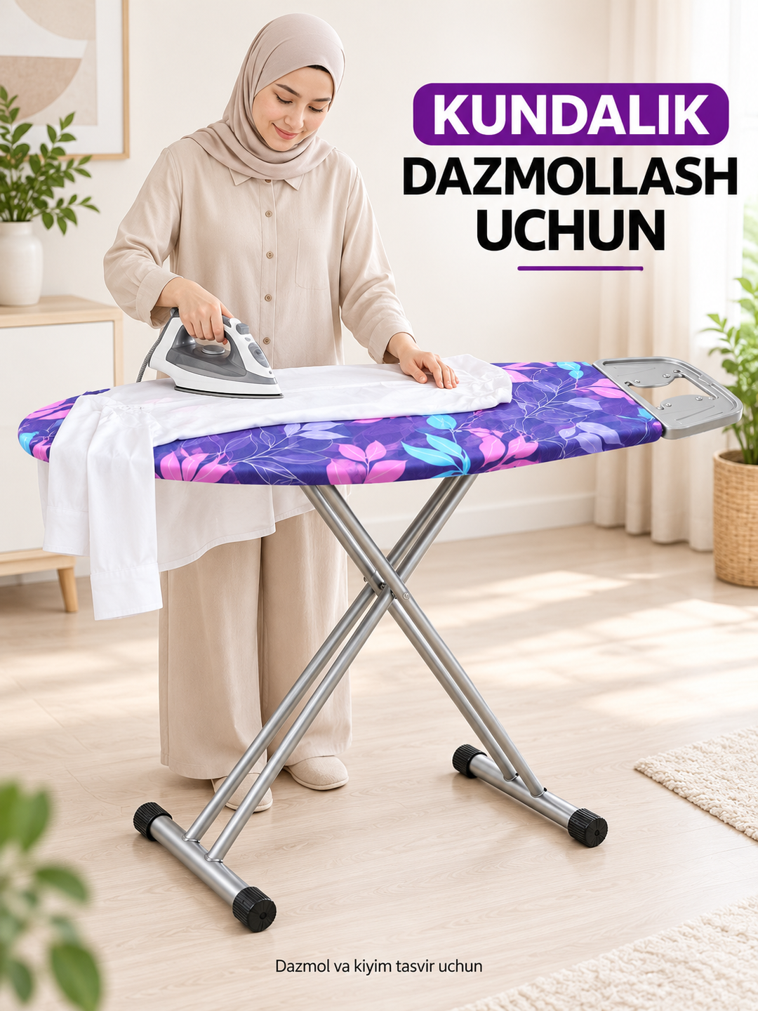 Dazmollash doskasi, metall, buklanadigan, balandligi sozlanadigan, dazmol taglikli