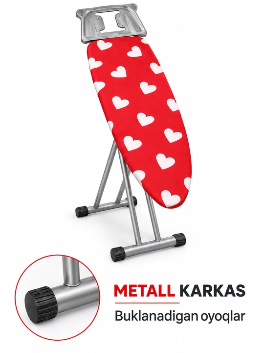 Dazmollash doskasi, metall, buklanadigan, balandligi sozlanadigan, dazmol taglikli