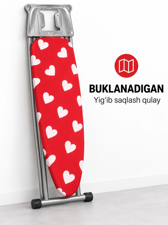 Dazmollash doskasi, metall, buklanadigan, balandligi sozlanadigan, dazmol taglikli