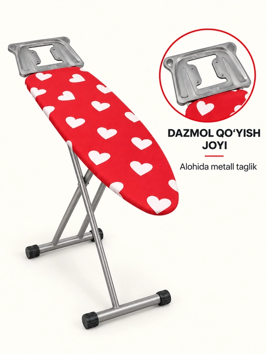 Dazmollash doskasi, metall, buklanadigan, balandligi sozlanadigan, dazmol taglikli