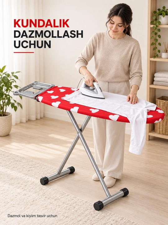 Dazmollash doskasi, metall, buklanadigan, balandligi sozlanadigan, dazmol taglikli