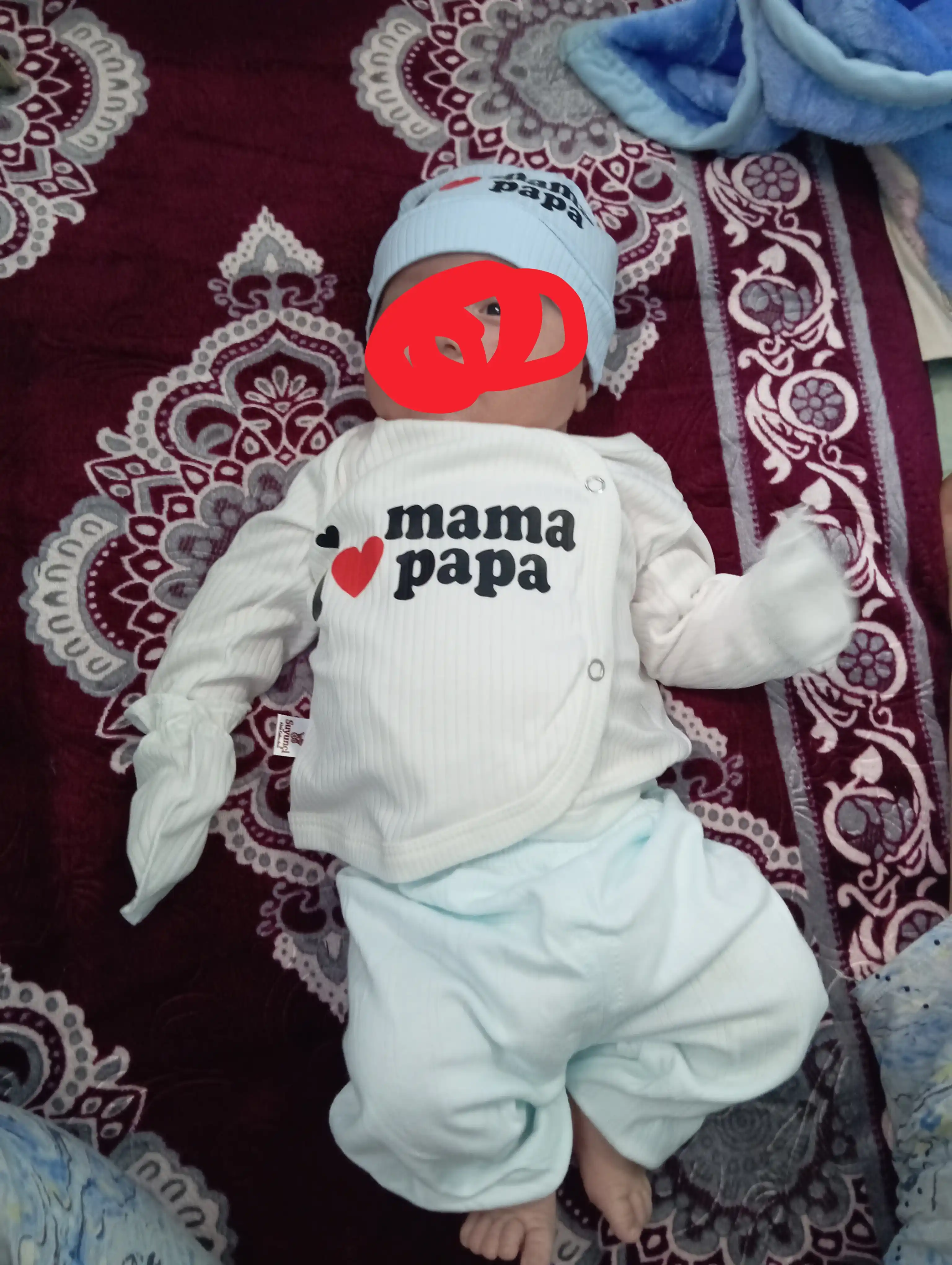 Chaqaloqlar uchun 5 qismli to'plam, 0-3 oy, kofta, shim, qalpoq, so'lakcha, qo'lqop