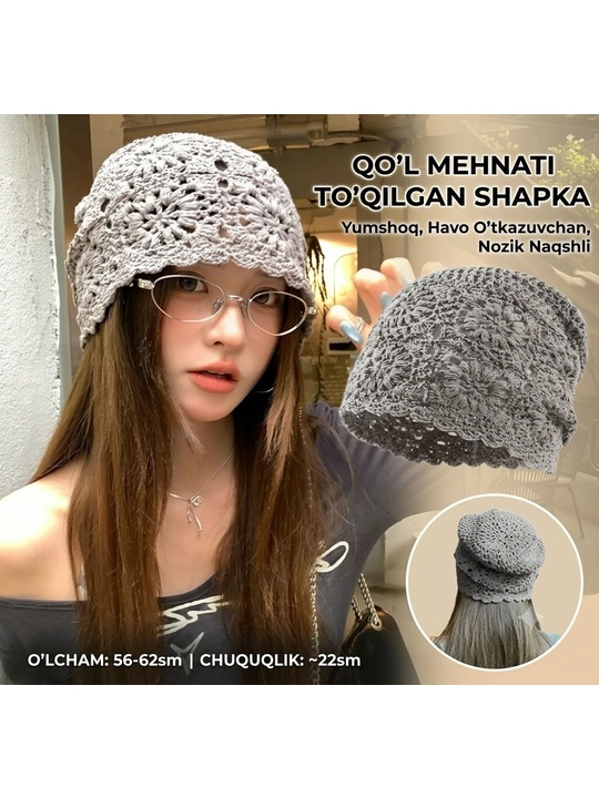 Ayollar uchun  to‘rli shlyapa, nafis bezakli, kundalik kiyim uchun bosh kiyim