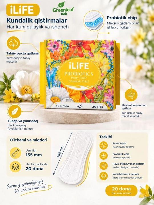 Kundalik qistirmalar Ilife Probiotics Panty Liner - 