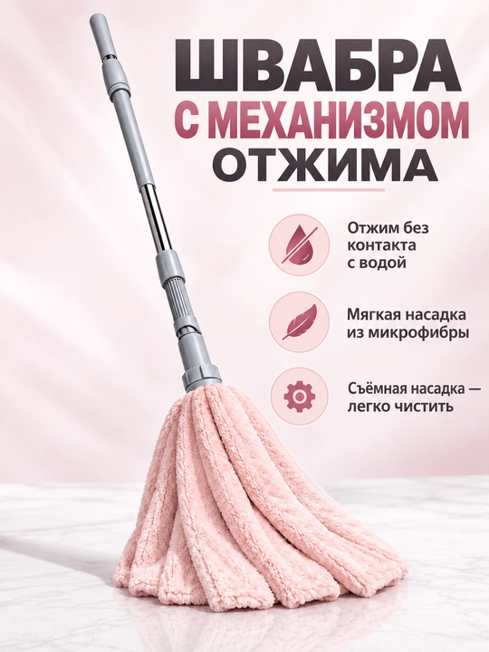 Самоотжимная швабра для пола из микрофибры