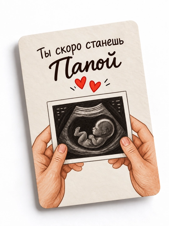 Открытка для объявления о беременности, Ты скоро станешь папой», открытка-сюрприз