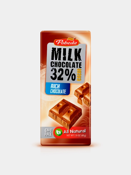 Шоколад молочный Победа, 32% какао, 80 г - 