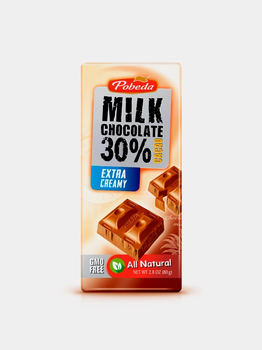 Шоколад молочный Победа, Сливочный, 30% какао, 80 г - 