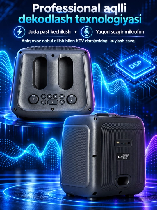 Portativ Bluetooth karnay , 6,5 dyuym, RGB chiroq, 10 Vt