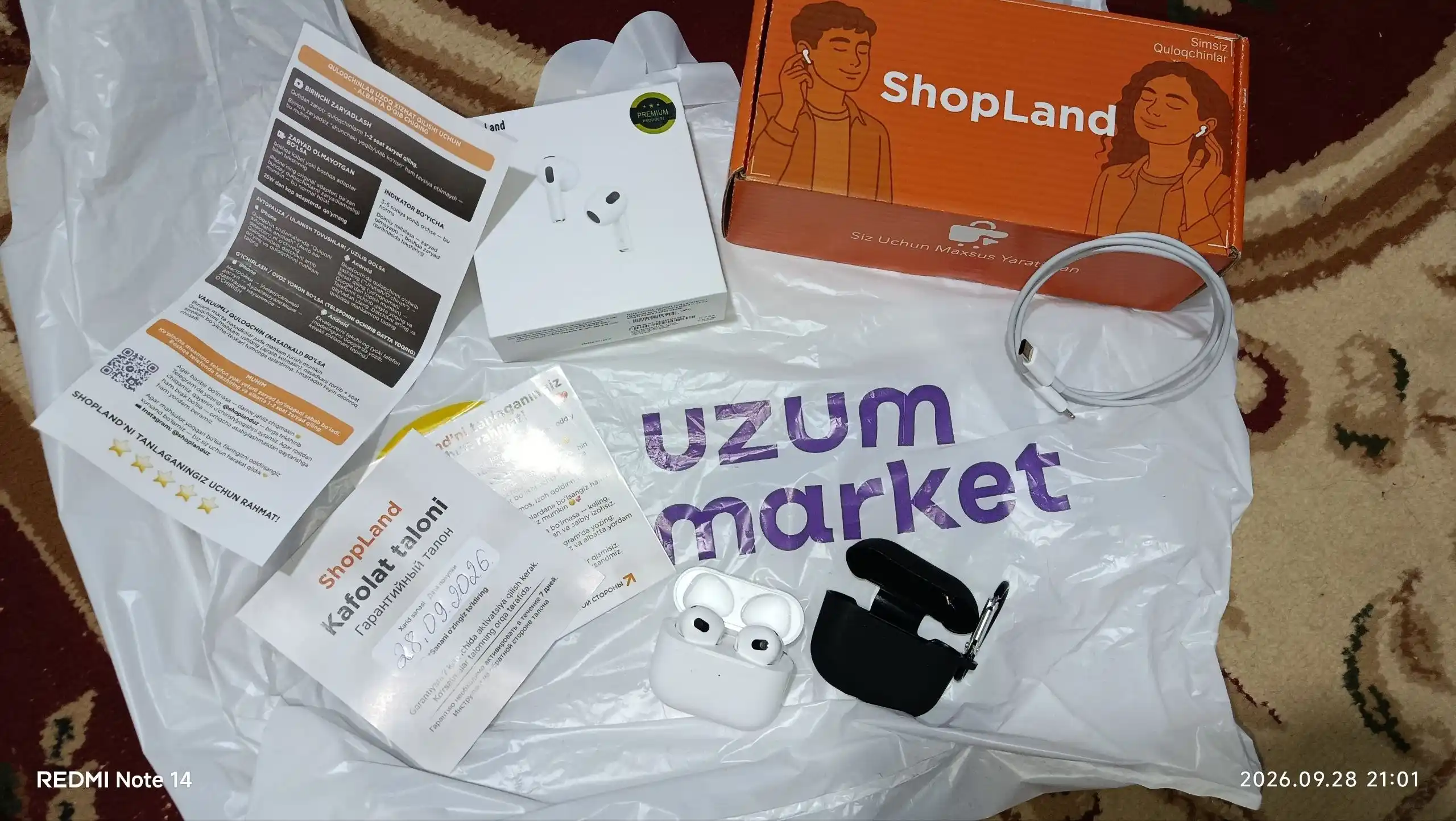 iPhone va Android uchun Pods 3 Premium simsiz minigarnituralari, changyutgichsiz, g'ilof bilan birga