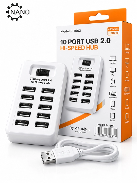 USB HUB P-1603 на 10 портов USB 2.0 — удобное подключение нескольких устройств