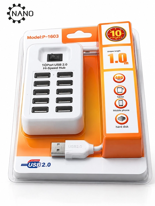 USB HUB P-1603 на 10 портов USB 2.0 — удобное подключение нескольких устройств