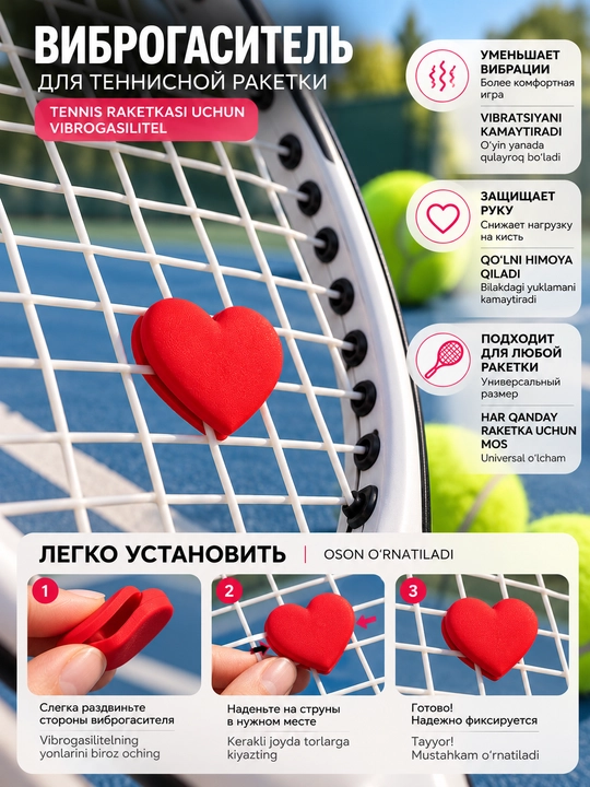 Виброгаситель для теннисной ракетки, силиконовый, демпфер для струн, 1 шт