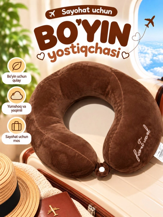 Sayohat uchun bo‘yin yostig‘i, yumshoq va qulay - 