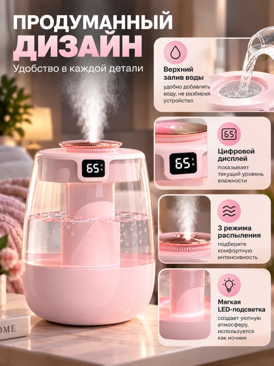 Havo uchun portativ namlagich 2 in 1, ultratovushli, kompakt, 1500 ml