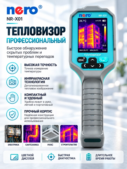 Тепловизор NERO NR X01, инфракрасная камера, измеритель температуры, профессиональный - 
