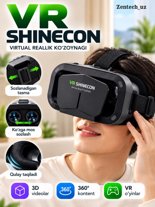 VR SHINECON очки виртуальной реальности для смартфона, 3D, 360° видео и VR-игр