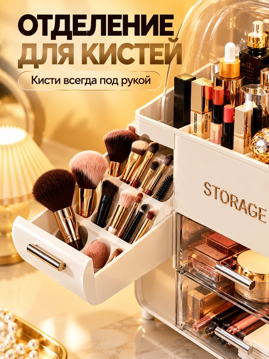 Органайзер для косметики и парфюмерии, бокс с крышкой и отделениями