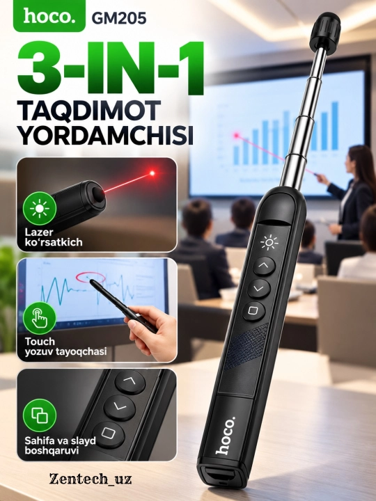 Lazer ko'rsatgich, simsiz prezentatsiya pulti, PPT slayd boshqaruvi