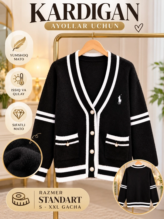 Ayollar uchun angorka kardigan, kuzgi qishki iliq sviter, standart razmer s-xxl gacha