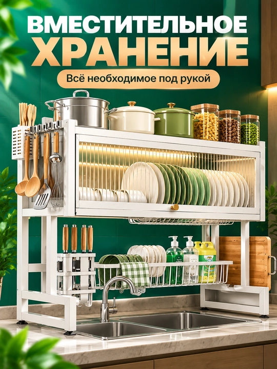 Сушилка для посуды, металлическая кухонная полка