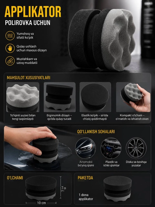Avtomobil shinalari uchun ko’pikli aplikator, ergonomik, 1 dona