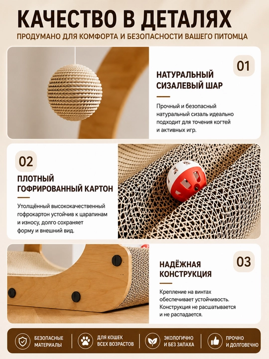 Когтеточка для кошек, игрушка для кошки, лежанка, игровой комплекс, картонная когтеточка