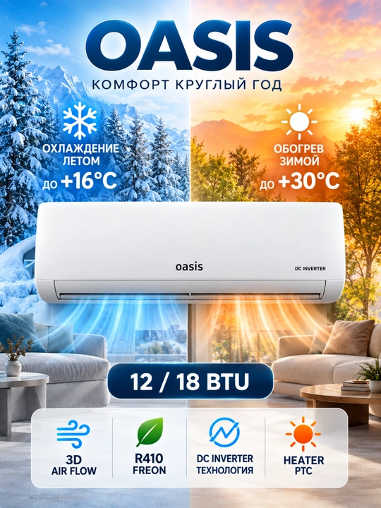 Rulls OASIS 12 DC Inverter konditsioner, 12000 BTU, 35 m² gacha, GREE kompressor - 